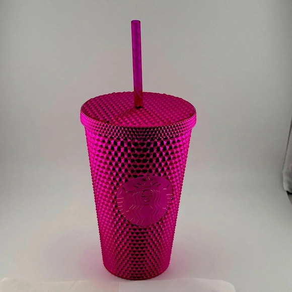 NWT Starbucks Holiday Hot Pink Diamond Studded Tumbler Grande 16oz Cup - Picture 7 of 7